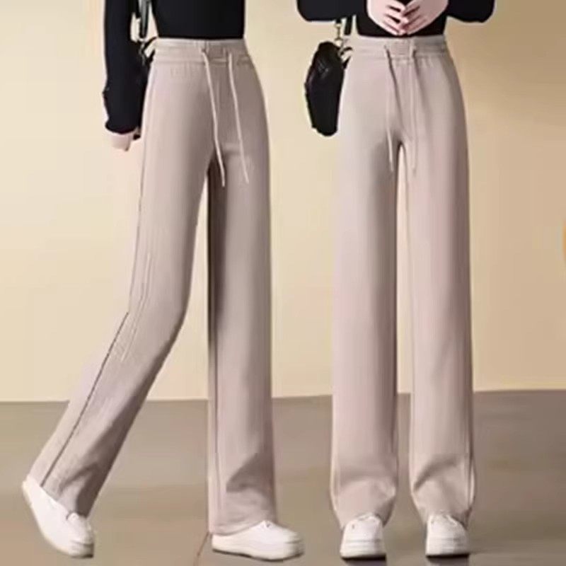 高档加绒裤子女冬季阔腿裤新款松紧腰休闲裤高腰宽松大码直筒裤秋,淘宝优惠券,粉丝福利购,淘宝优惠卷