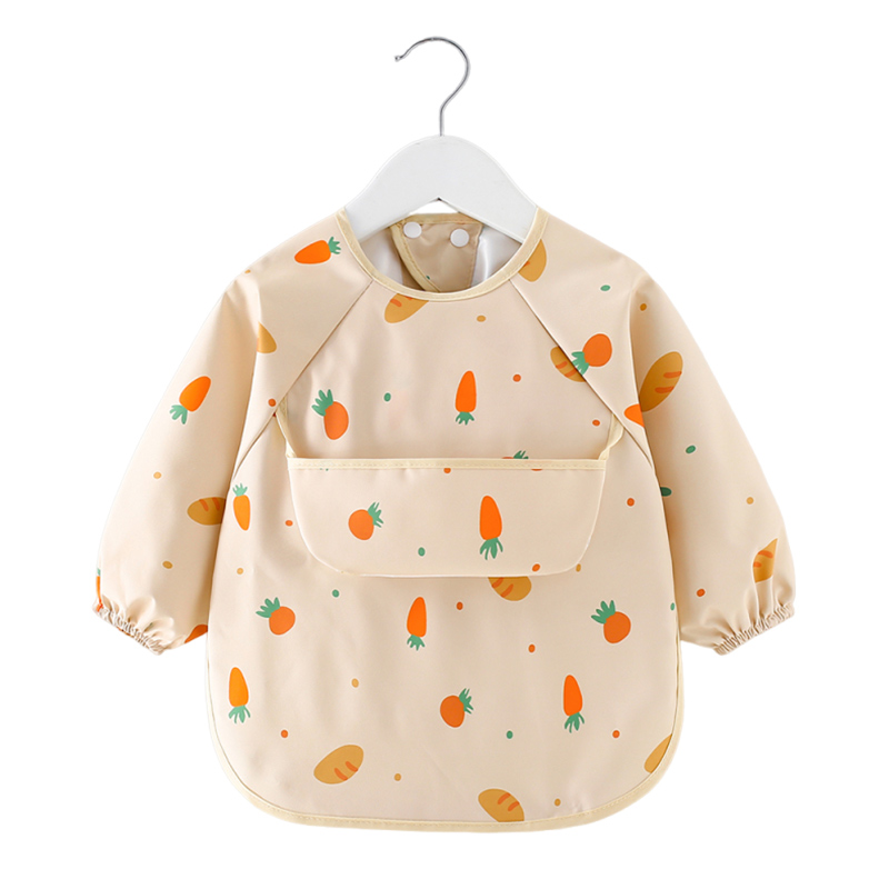 Baby eating smock waterproof children's bib bib reverse dressing baby kindergarten rice pocket snap button