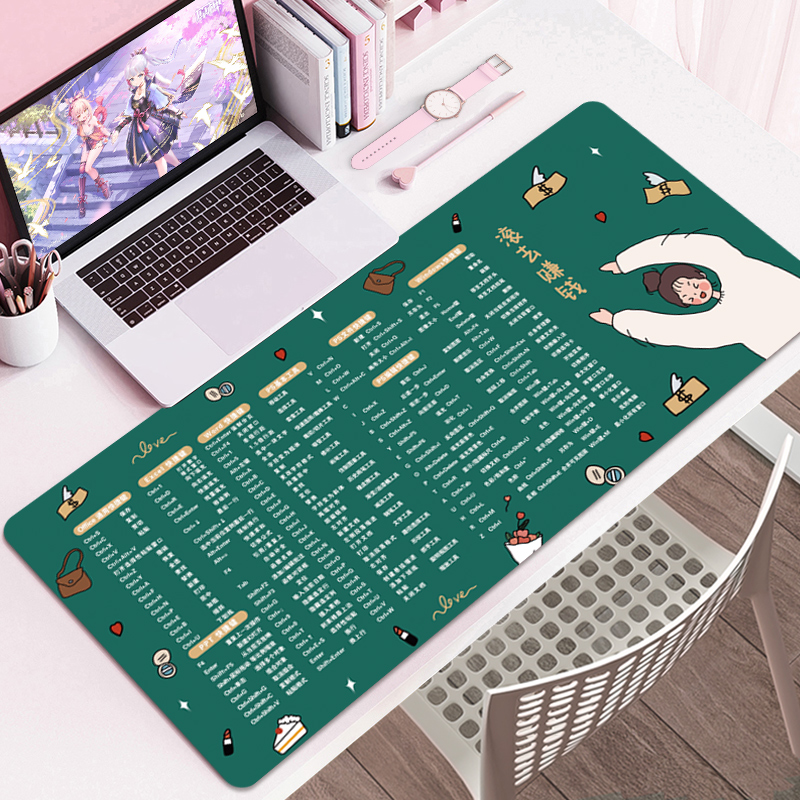 女生可爱鼠标垫超大号快捷键大全ps办公电脑桌垫键盘滑鼠垫子小号