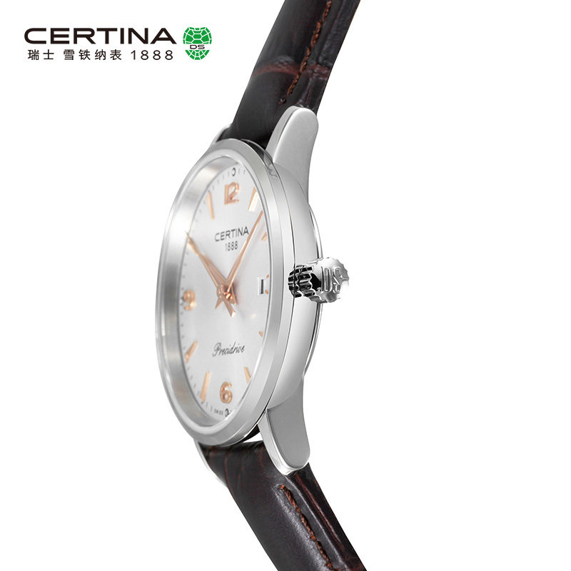 Certina雪铁纳卡门系列瑞士情侣防水石英真皮手表男表