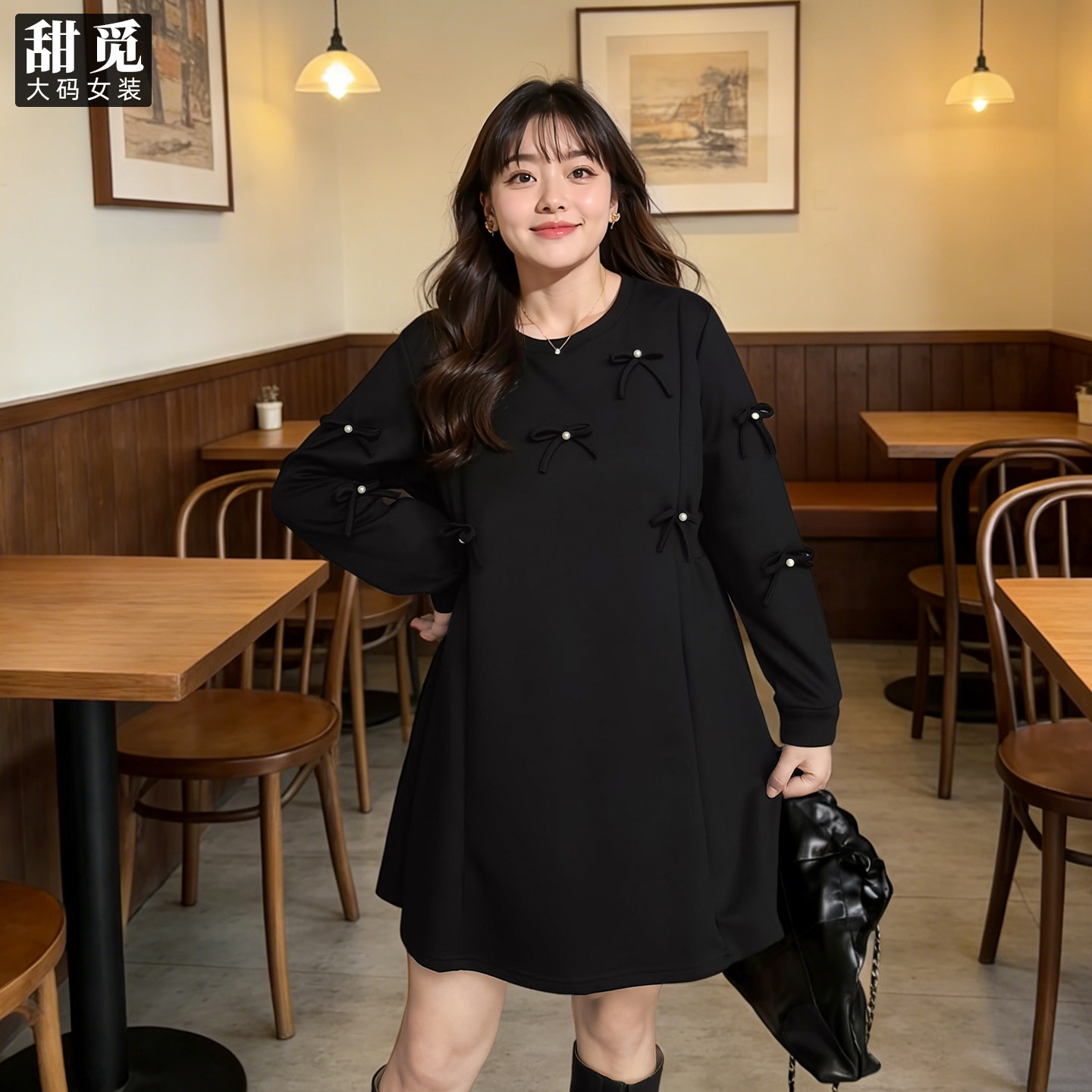 甜觅特大码女装2026春装胖mm300斤重工钉珠蝴蝶结休闲宽松连衣裙,淘宝优惠券,粉丝福利购,淘宝优惠卷