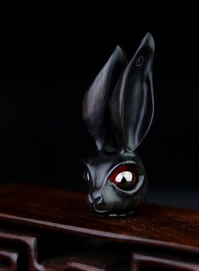 紫光檀情侣檀木兔子吊坠