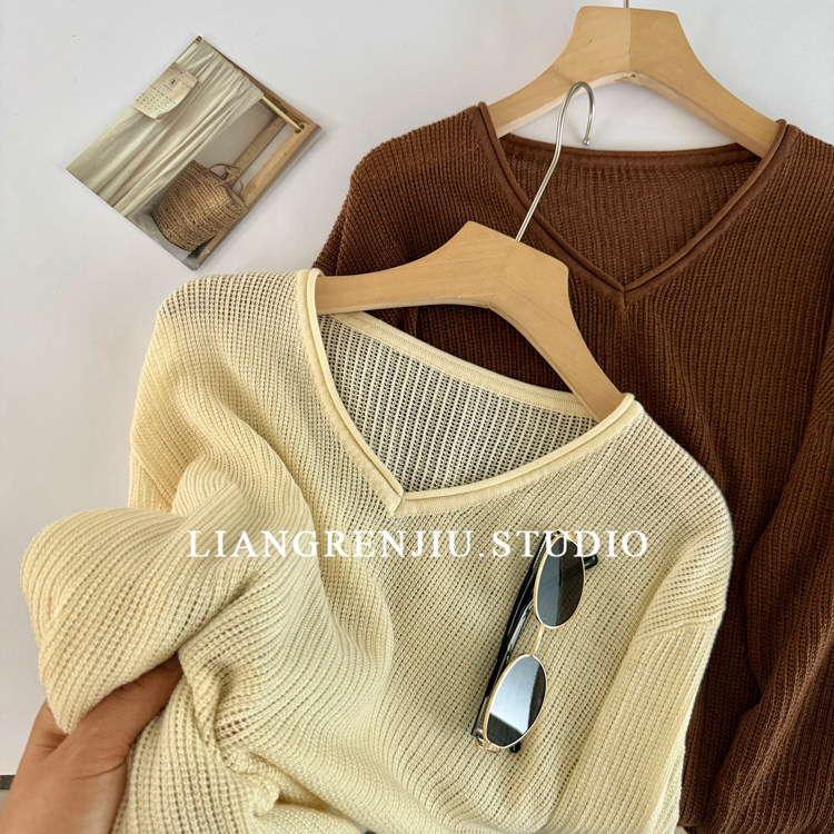 普普风。店主推！V领。博主风。柔软罩衫气质针织衫5108X,淘宝优惠券,粉丝福利购,淘宝优惠卷