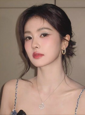 新款多巴胺绿色满钻圈圈耳扣女轻奢感耳环小众气质百搭耳饰品