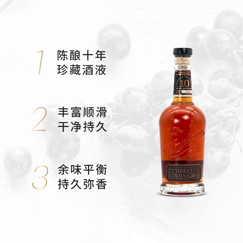 坦普顿10年黑麦单一桶威士忌Templeton Rye Whiskey进口洋酒行货-图2