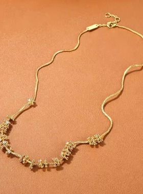 BV风项链轻奢圆珠闪锆麦穗吊坠