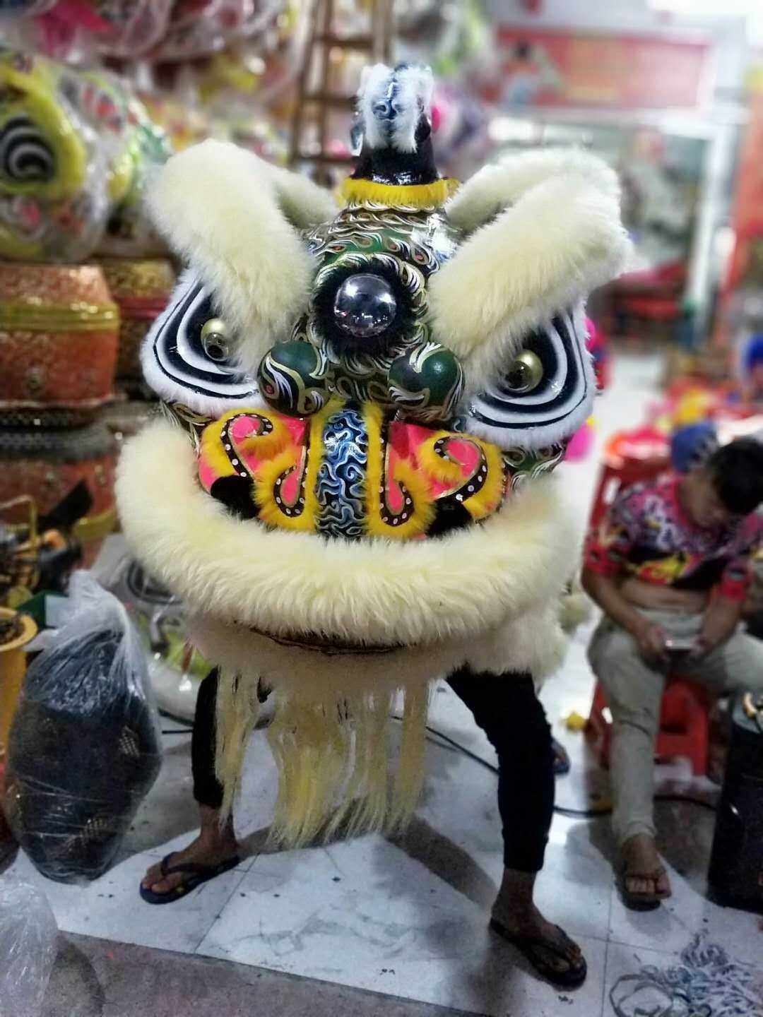 醒狮专业定做私人定制手工绘画龙纹鳞南狮佛装鹤装狮头灯光狮_虎窝淘