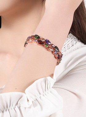 彩色锆石手链小众设计感