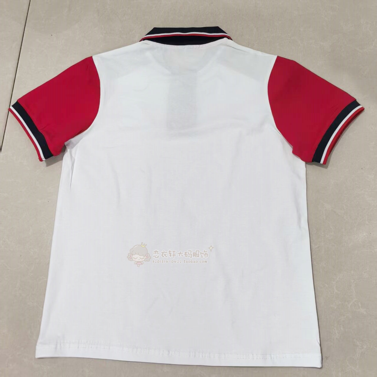 神木小学中小学生夏季纯棉校服短袖T恤Polo领白色拼大红袖中性款 - 图2