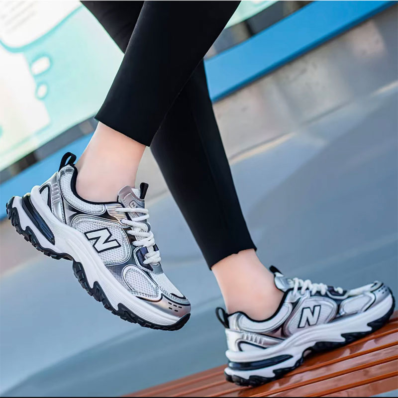 新bai伦老爹鞋秋运动鞋男女同款休闲厚底女鞋百搭情侣男鞋透气网 - 图2