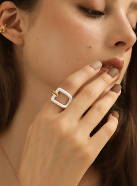 littlejoys白框戒指ins高级感