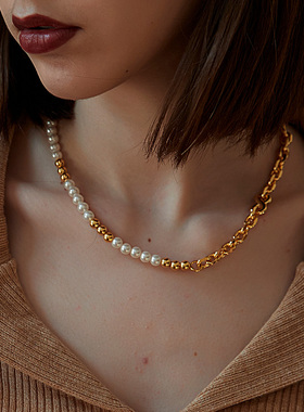 little joys莫比乌斯珍珠项链无限的爱链条拼接蛇骨链叠戴潮设计