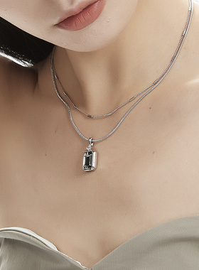 little joys双层黑锆石项链小众原创设计极简风气质个性潮酷锁骨