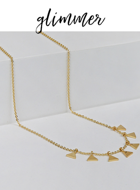 铜镀金三角吊坠法式项链
