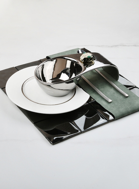 雅龙 现代简约样板房间餐具套装餐桌餐盘摆件酒店软装搭配样板房