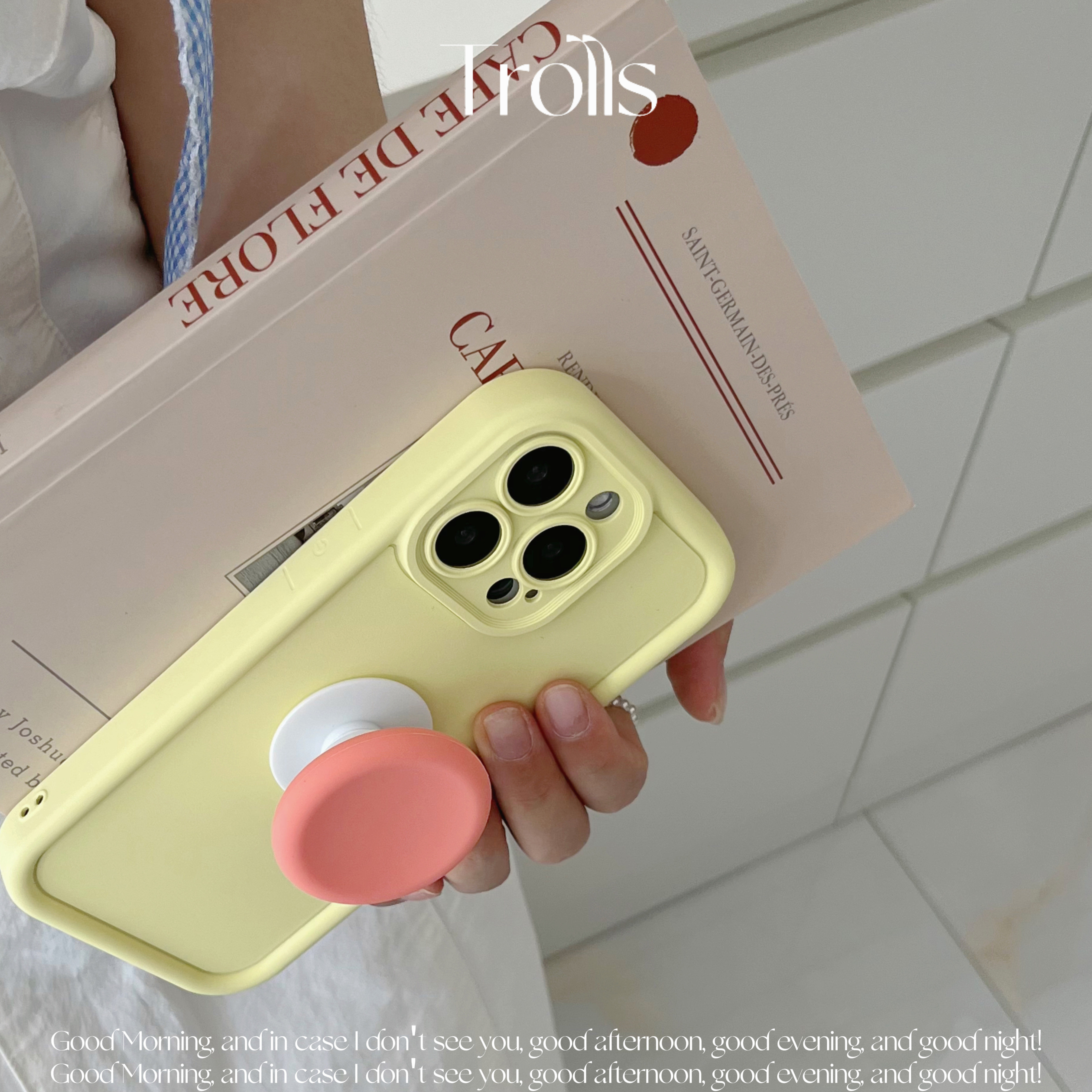 Trolls【奶油西柚粉】原创ins风奶油黄色清新撞色支架手机壳适用华为Pura80Promate70/荣耀400pro自由diy搭配