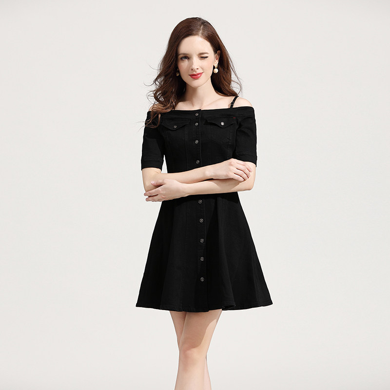 only . lu2020春夏一字肩字连衣裙 乐儿雅服装店连衣裙