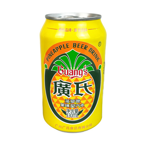正品广氏菠萝啤果味饮料330ml箱24罐碳酸风味啤酒特促销广东包邮 - 图1