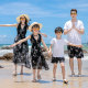 Parent-child clothing 2025 new summer clothing mother-daughter clothing beach skirt black fashionable dress family