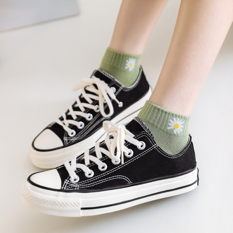 筒浅口纯色春秋冬夏季小雏菊女短袜 恒素内衣短袜/打底袜/丝袜/美腿袜