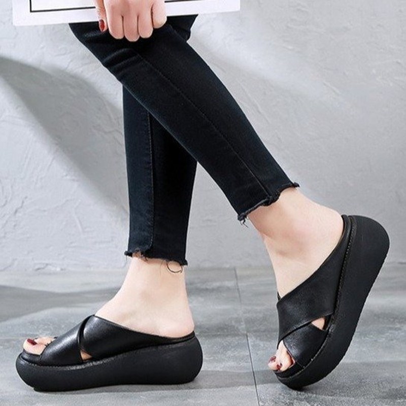 2020凉拖鞋凉鞋女大码女鞋women wedge slippers ladies sandals - 图1