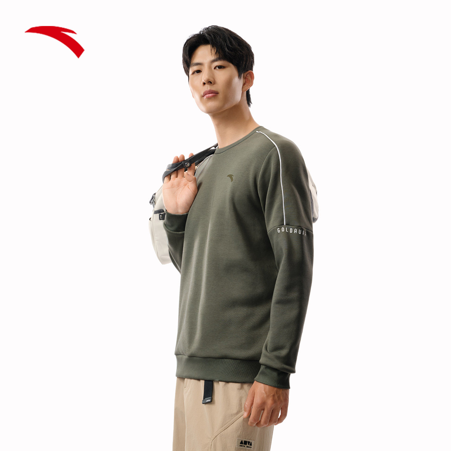 安踏休闲长袖卫衣男秋冬加绒圆领套头打底衫宽松针织运动上衣百搭,淘宝优惠券,粉丝福利购,淘宝优惠卷