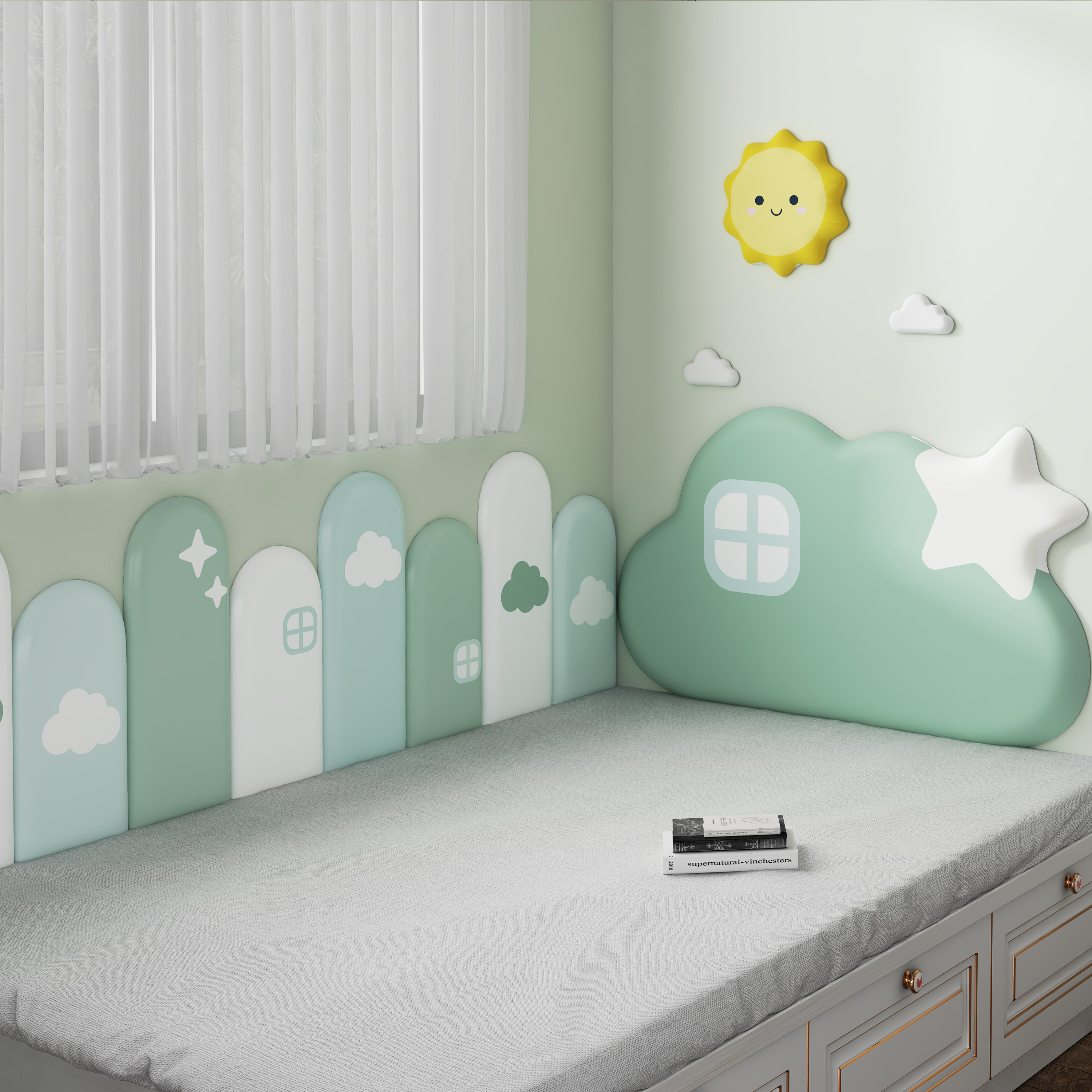 儿童房软包榻榻米墙围软包自粘床头软包帖床围幼儿园防撞围墙板垫,淘宝优惠券,粉丝福利购,淘宝优惠卷