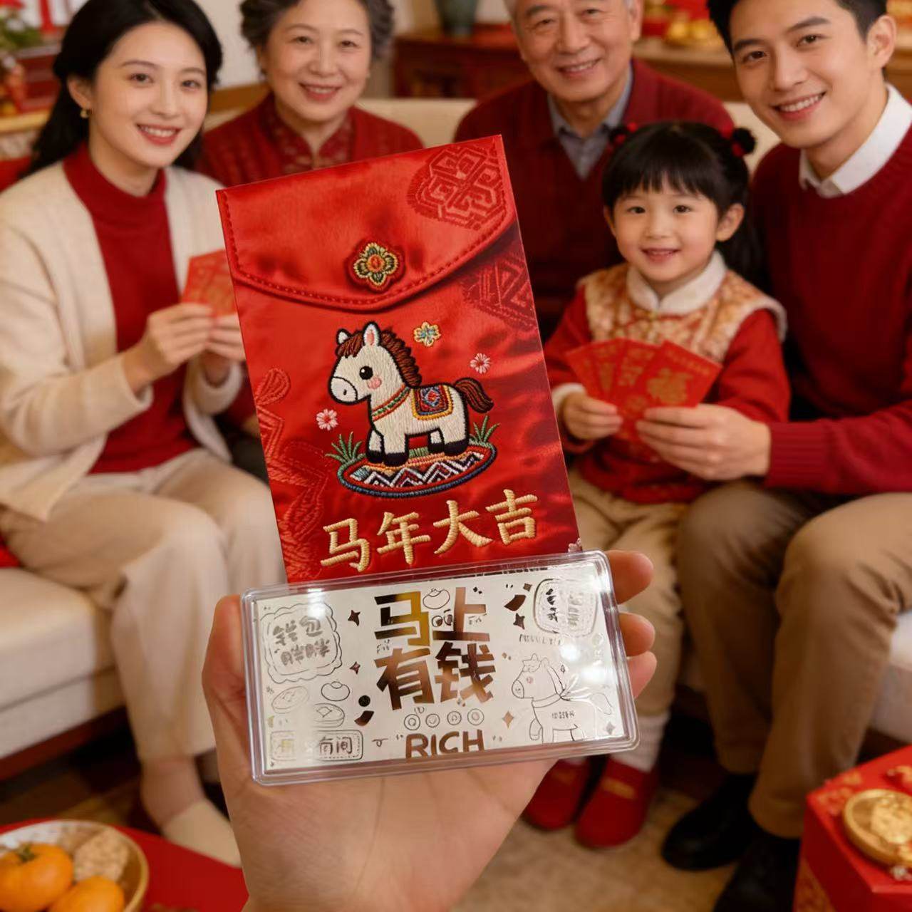 2026 新年礼物足银999银钞新年快乐压岁钱过年红包银箔礼品