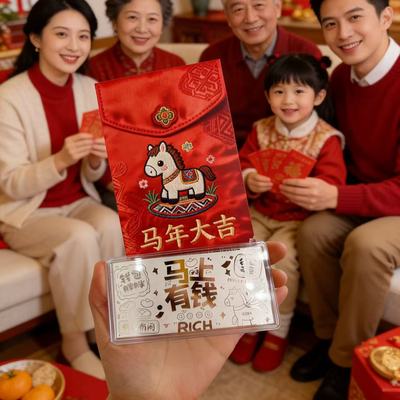2026 新年礼物足银999银钞新年快乐压岁钱过年红包银箔礼品