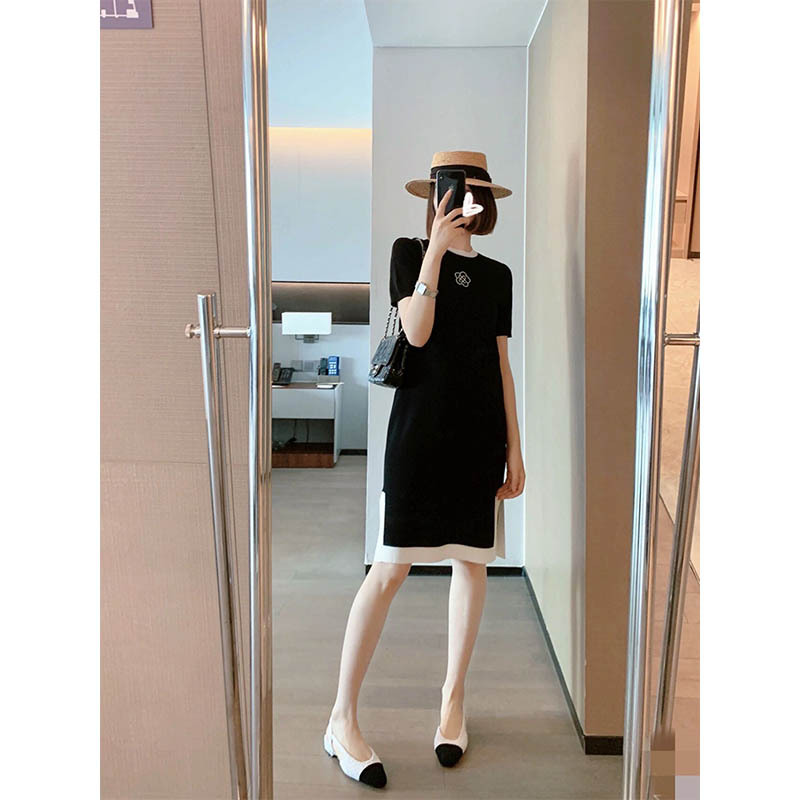 AMT 小香款冰丝连衣裙2023年夏季法式高级感气质显瘦薄款小黑裙女 - 图2
