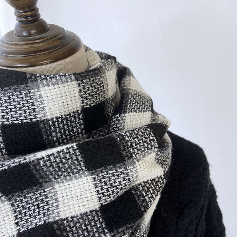 软糯学院风格子围巾女秋冬季韩版保暖围脖男时尚氛围感仿羊绒披肩,淘宝优惠券,粉丝福利购,淘宝优惠卷