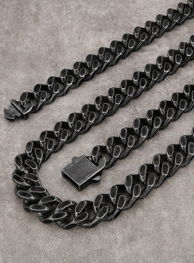 美式嘻哈男士复古钛钢古巴项链