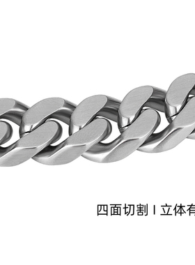 美式潮牌嘻哈男士钛钢古巴项链