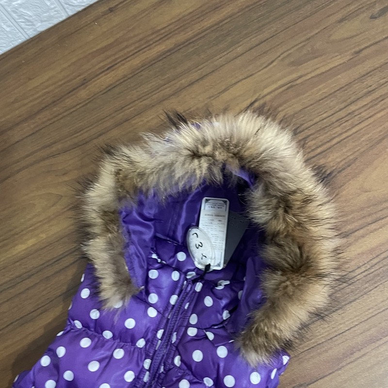 女童羽绒马甲小中童连帽拉链衫紫色波点甜美可爱百搭秋冬马甲上衣,淘宝优惠券,粉丝福利购,淘宝优惠卷