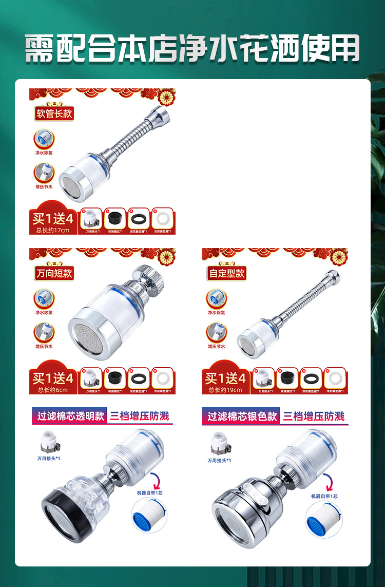 水龙头PP棉滤芯通用款净水器自来水过滤器厨房菜盆卫生间防溅配件 - 图1