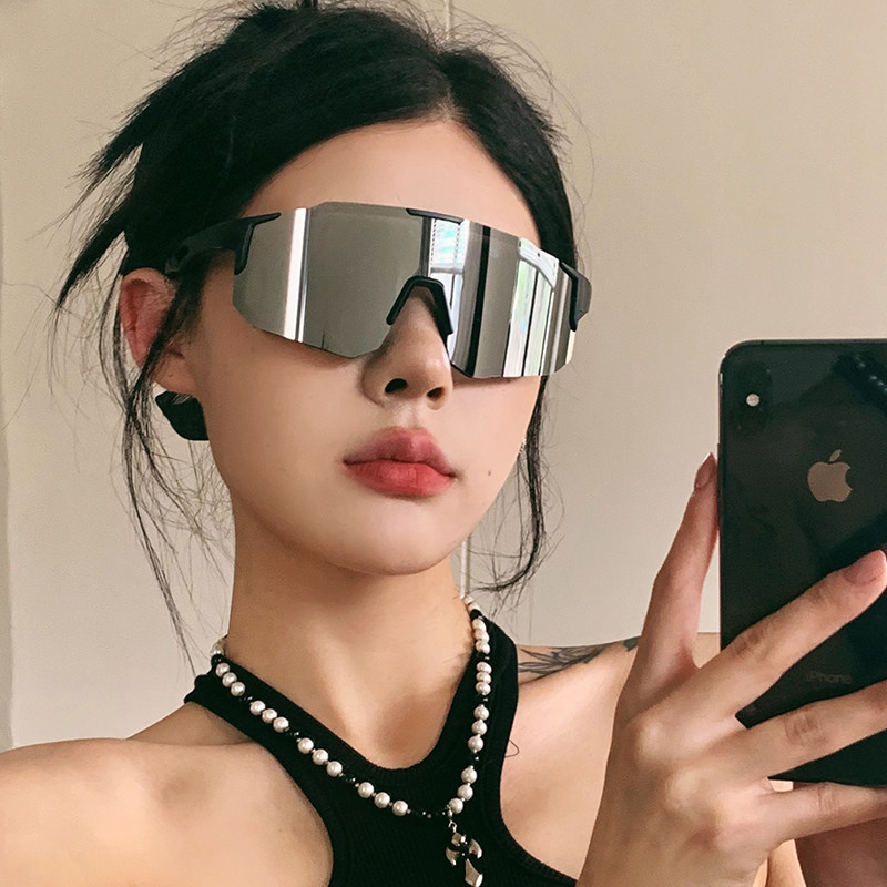 超大框大脸水银色防风骑行眼镜女反光登山护目镜运动跑步墨镜男款,淘宝优惠券,粉丝福利购,淘宝优惠卷