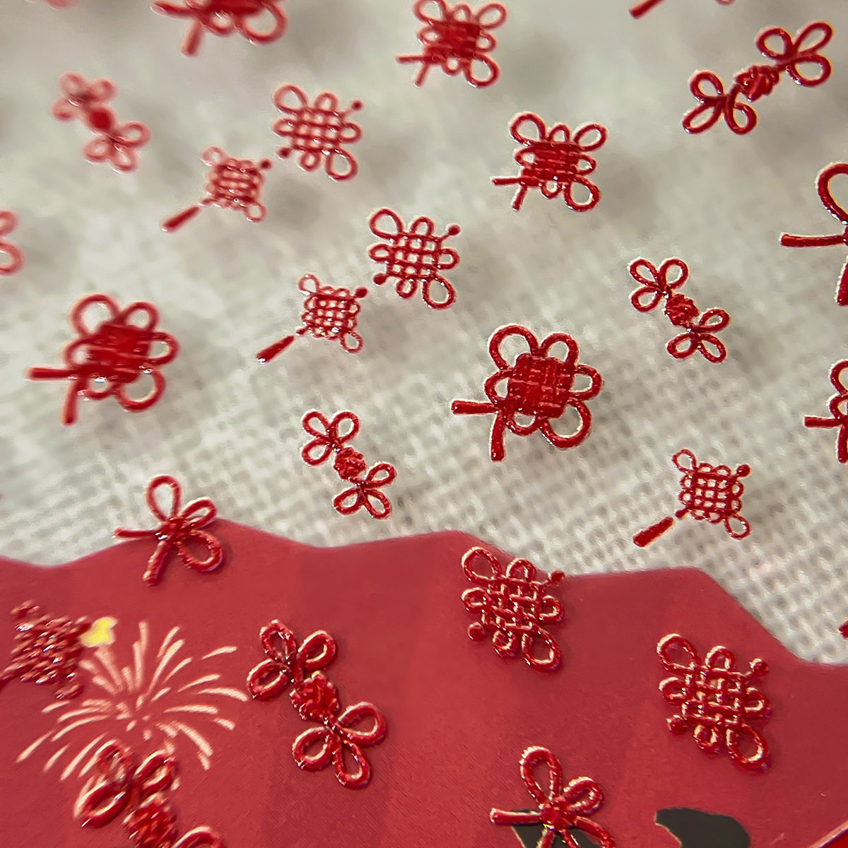 中国结浮雕美甲贴纸新中式精致红色同心结喜庆蝴蝶结红绳装饰贴纸,淘宝优惠券,粉丝福利购,淘宝优惠卷