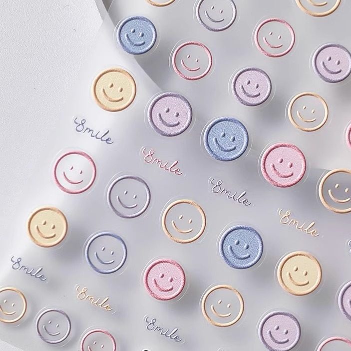 可爱清新笑脸美甲贴纸马卡龙色浮雕diy笔杆水杯ccd指甲贴装饰饰品,淘宝优惠券,粉丝福利购,淘宝优惠卷