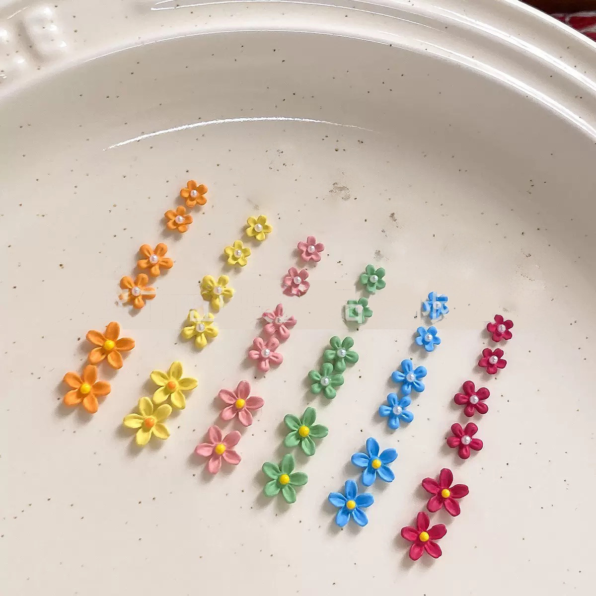 New spring letter frosted five-petal flower nail art accessories macaron colorful small flower nail diamond nail art accessories