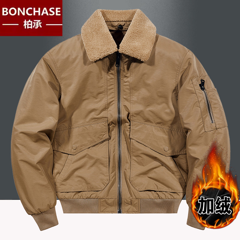 棉衣外套男士秋冬季美式复古飞行夹克加棉宽松工装棒球领棉服上衣,淘宝优惠券,粉丝福利购,淘宝优惠卷