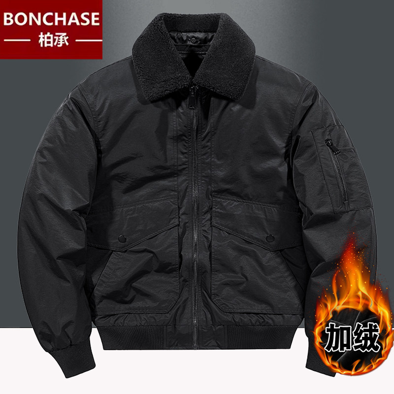 棉衣外套男士秋冬季美式复古飞行夹克加棉宽松工装棒球领棉服上衣,淘宝优惠券,粉丝福利购,淘宝优惠卷