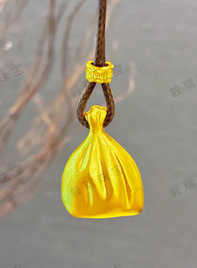小众金包银福袋吊坠项链高级感时尚中式黄金钱袋子项链饰品