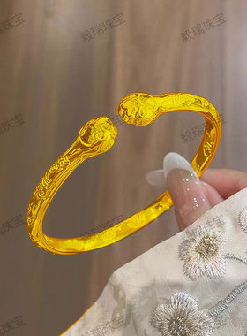 金包银吉言猫爪手镯可爱轻奢黄金时尚高级感镯子送女友礼物