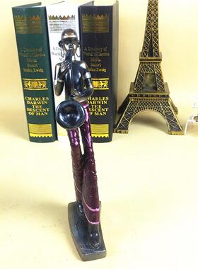 厂家热销创意树脂黑人摆件 非洲黑人奏乐民族风情电视柜装饰摆设