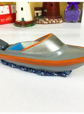 新款创意树脂工艺品摆设 地中海风手工水族船摆件 快艇桌面装饰物