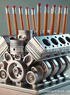 跨境发动机Pen Holder with V8 EngineV8树脂工艺品摆件发动机V8