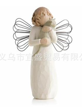 跨境新款情人节木雕亲子款亲密摆件树脂工艺品居家装饰情侣摆件