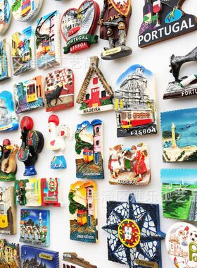 厂家现货葡萄牙各地旅游纪念装饰工艺礼品树脂彩绘磁力冰箱贴