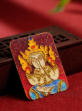 新掐丝珐琅唐卡黄铜五爷扎基拉姆