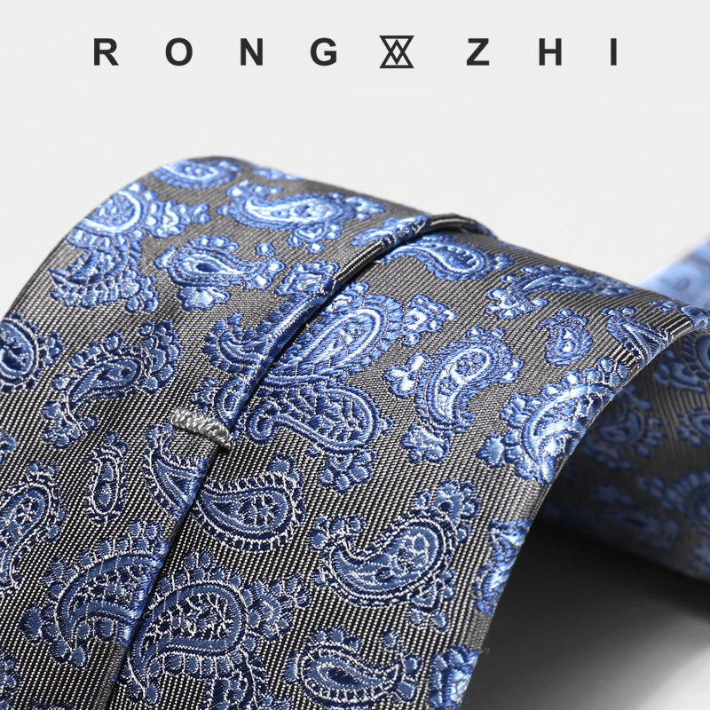 RONGZHI意大利真丝领带男正装商务8cm古着感花纹桑蚕丝复古手打款,淘宝优惠券,粉丝福利购,淘宝优惠卷